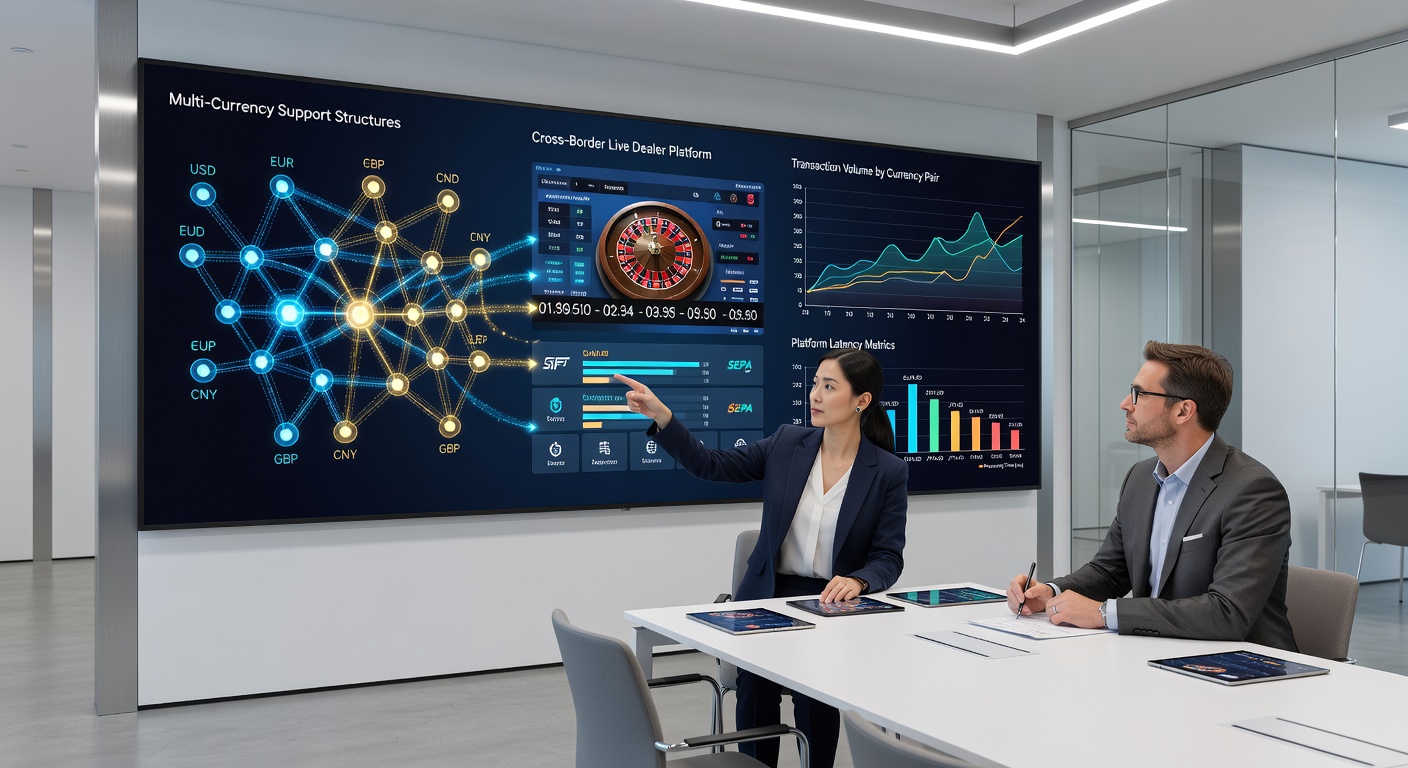 Live dealer studio showing multi-language and currency interfaces in action