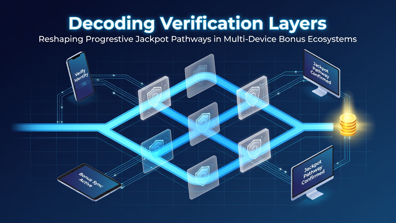 Verification layers in multi-device gaming ecosystems showing secure jackpot tracking across platforms