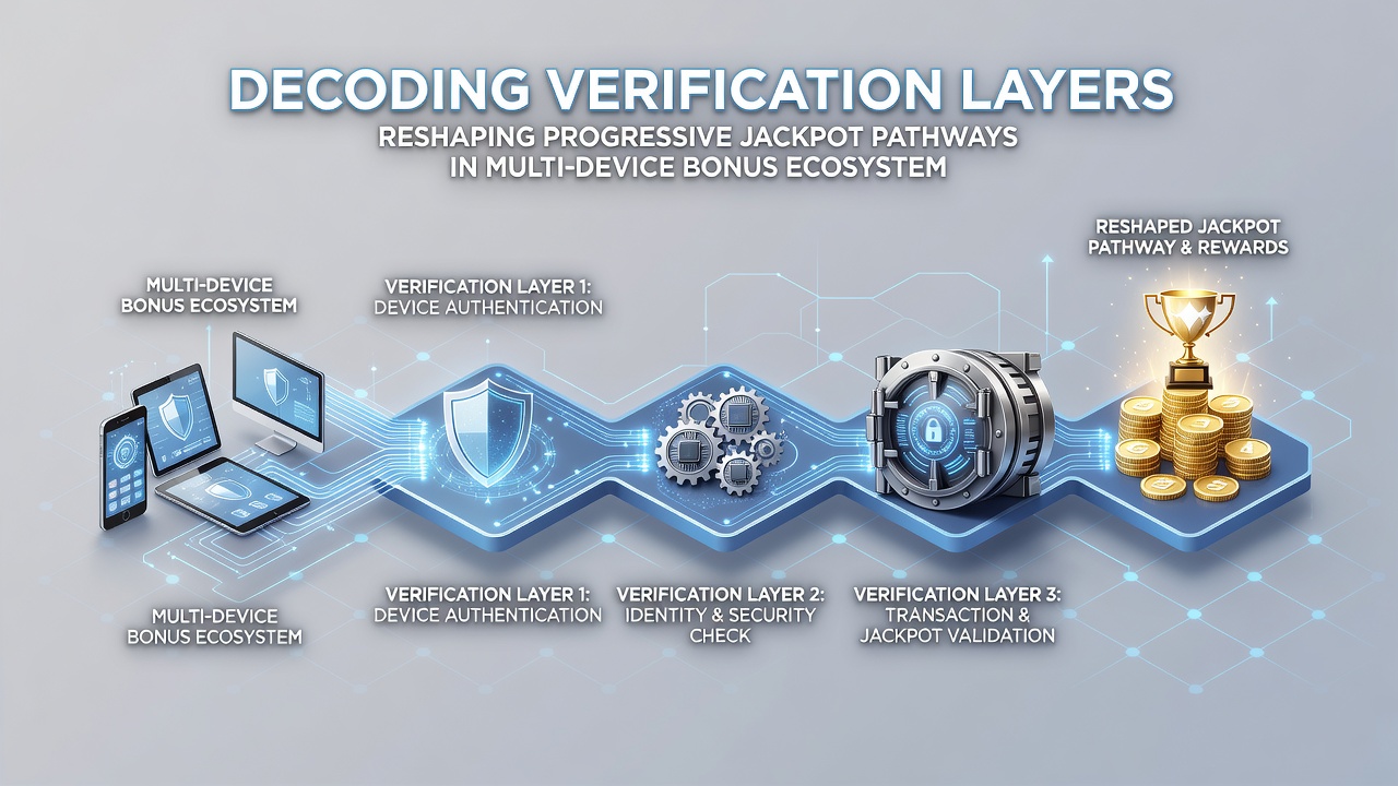 Progressive jackpot pathways illustrated with verification checkpoints across mobile and desktop platforms