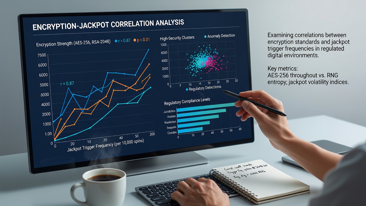 Graphical analysis of jackpot trigger data alongside encryption performance metrics in gaming networks