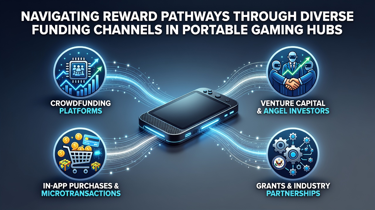 Diverse payment methods displayed on a portable gaming hub with reward indicators
