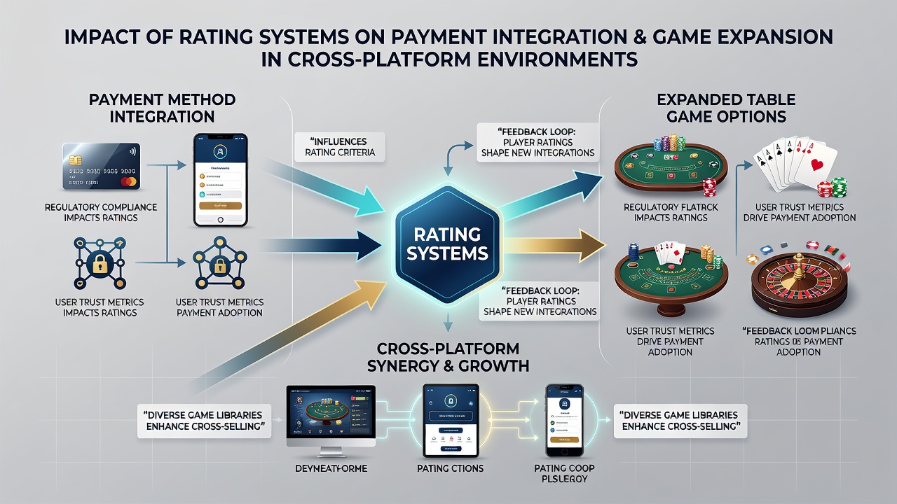 Data visualization of rating impacts on payment integrations and table game expansions in casino platforms